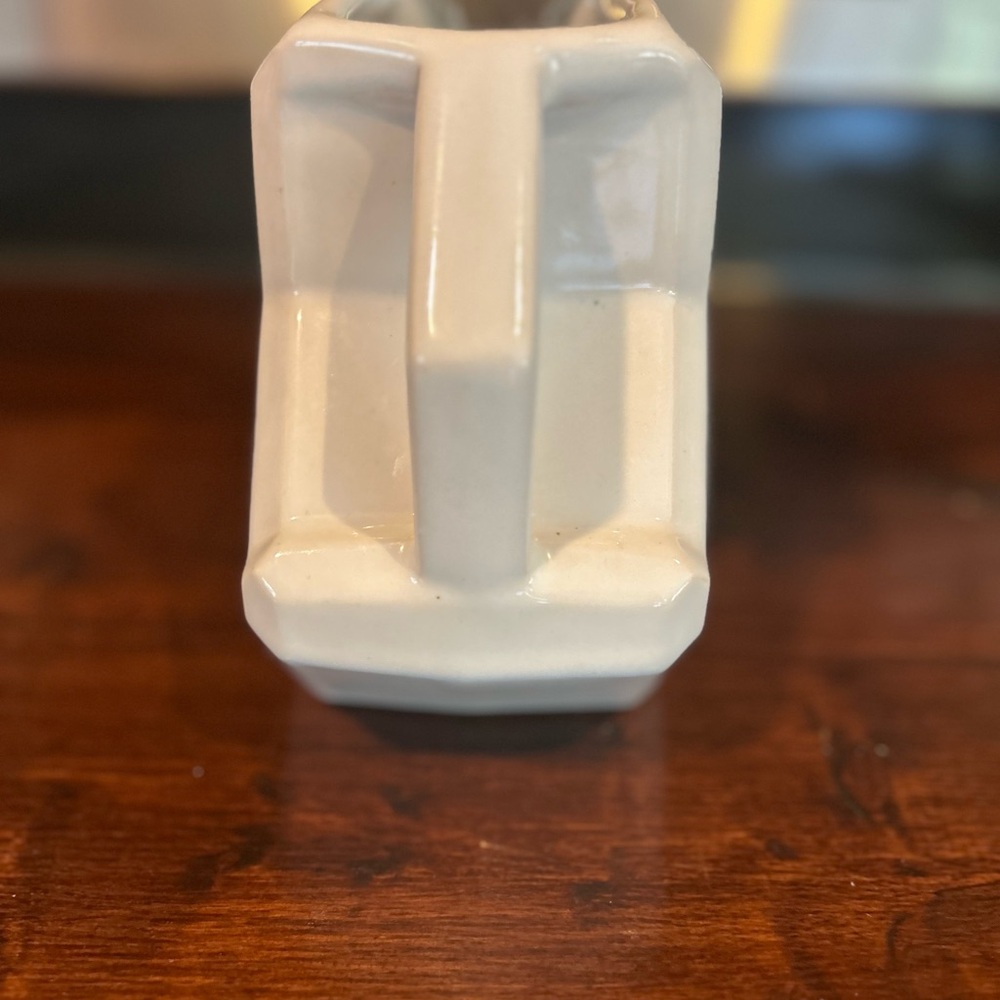 MCM Art Deco USA 1940's Alamo Pottery white ceramic pitcher  #757